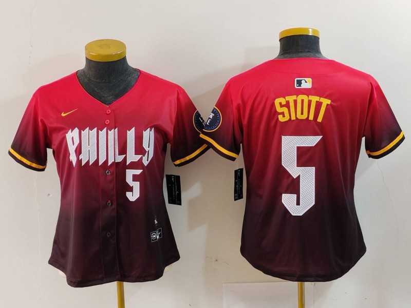Womens Philadelphia Phillies #5 Bryson Stott Number Red 2024 City Connect Limited Jersey